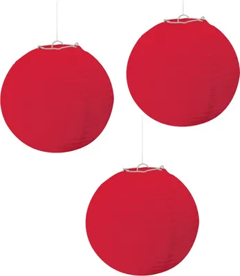 Immagine prodotto di Lanterne decorazione festa 3 pezzi rosso 24cm - taglia unica