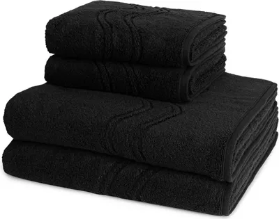 Produktbild von Ross Cashmere feeling 2 X Handtuch 2 X Duschtuch im Set Walkfrottee aus Baumwolle 520 g/m², Weich saugstark mit Aufhänger Kordel, Wellenmuster und gewebte Bordüre elegant