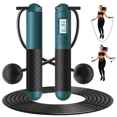 Productafbeelding van Draadloos springtouw met teller - verstelbaar springtouw voor workout en fitness