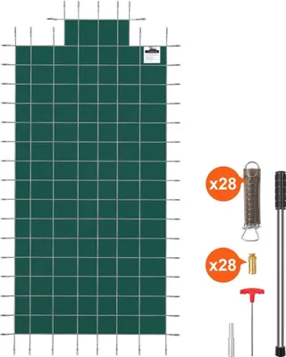 Produktbild von Rechteckige Sicherheits-Poolabdeckung - Winter Outdoorschutz 16 x 32 Fuß - Grün Stufenabschnitt 4 x 8 Fuß