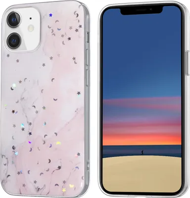 Produktbild von Apple iPhone 12 Mini TPU Back Cover - Glitter Print Pink