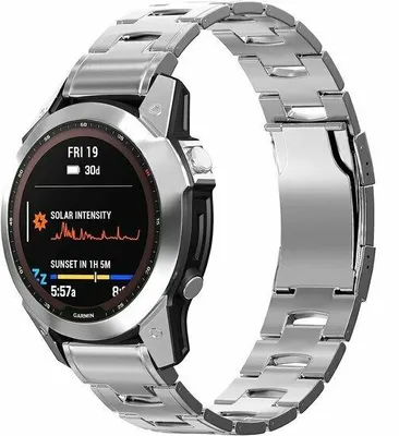 Produktbild von By Qubix Titanium Gliederarmband - Silber - passend für Garmin Fenix 8 / 8 Pro - 47 mm