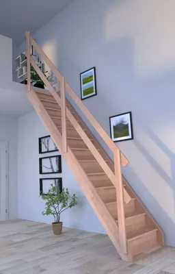 Zdjęcie produktu dla Schody drewniane Rhodos proste - buk - balustrada drewniana - możliwość montażu prawo/lewo - z podstopnicami