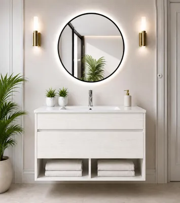 ORIGEN BATH NEBARI Hänge-Badmöbel mit Waschbecken 100x45 cm, Nordisch Weiß