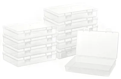 10er-Set transparente Kunststoffboxen mit Deckel, 15,5x9,3x3 cm