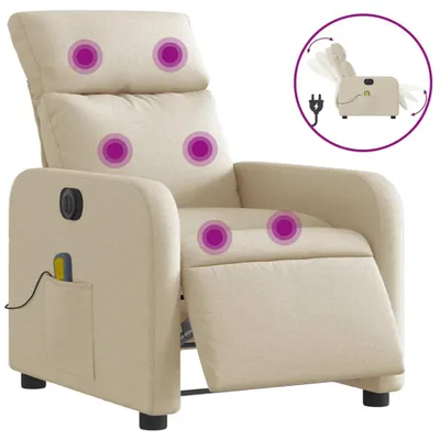 Produktbild von vidaXL Massagesessel Elektrisch Creme Stoff