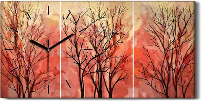 Produktbild von Wandkunst Leinwand Bild Uhr 60x30 Malerei Abstrakte Bäume Zweige Kunst - schwarze Hände