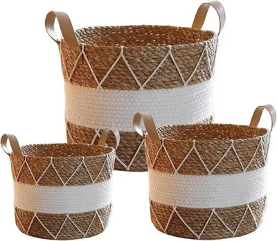 Obrázok produktu pre Kôšové sady 3x pletené kvetináče z morskej trávy Boho 18–25 cm vnútorný priemer