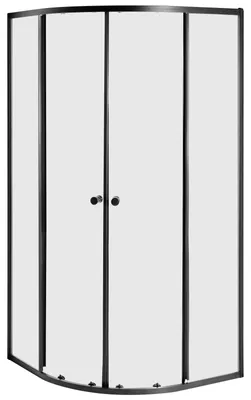 Produktbild von BELIANI Duschkabine Schwarz Hartglas u. Aluminiumprofile 90x90 cm Halbrund 190 cm Hoch mit 2 Schiebetüren Doppeltür Klarglas Modern Duschabtrennung