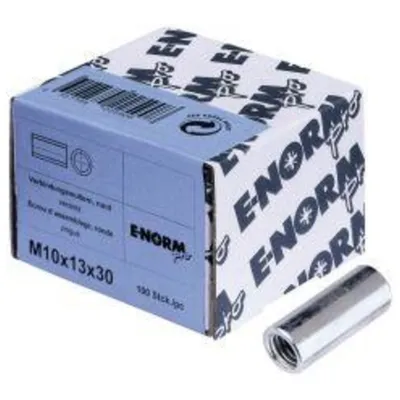 Produktbild von 100 Stück E-NORMpro Verbindungsmuttern Rund 4.8 galZn M12 x 40 x 15 HP (Muffen)