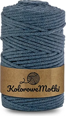 Produktbild von Baumwollkordel mit einem Kern 100m 3mm Denim | Makramee Garn, Häkelkordel, Baumwollkordel mit Polyesterkern, Textilgarn
