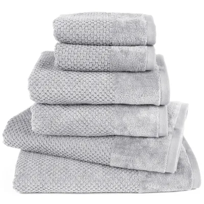 Produktbild von Pure Label 6-TLG Handtücher Set mit Aufhängeschlaufen aus Baumwolle - 2x Badetuch 70x140 cm 2x Handtuch 50x100 cm 2x Gästetuch 30x50 cm, Hellgrau