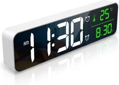 Produktbild von Digitale led-wandklok 26,5 cm schirm, datum/temperatuuranzeige, USB-Anschluss
