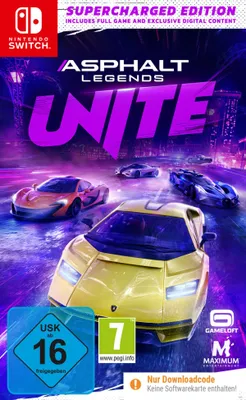 Produktbild von GAME Asphalt: Legends Unite Supercharged, Nintendo Switch, Multiplayer-Modus, E10+ (Jeder über 10 Jahre), Code in einer Box