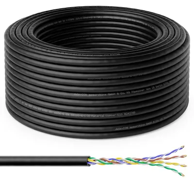 Produktbild von deleyCON 50m CAT6 Outdoor Verlegekabel Netzwerkkabel 1000 Mbit GIGABIT - Kupfer (CU) Starr Installationskabel LAN Ethernet Kabel Datenkabel Außenbereich Wetterfest Garten Terrasse Werkstatt