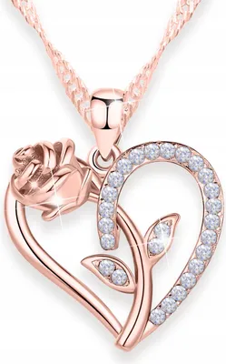 Immagine prodotto di Collana placcata oro con rosa a forma di cuore e fiore in zirconi, argento 925