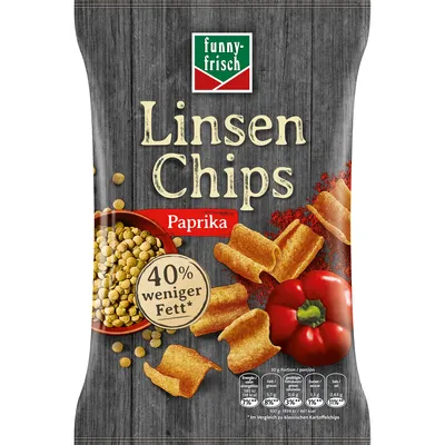 Produktbild von funny frisch Linsen Chips Paprika Style mit pflanzlichem Protein 90g