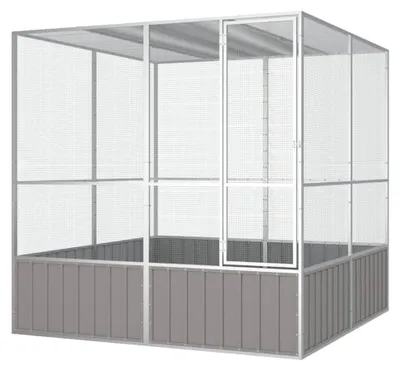Produktbild von Vogelkäfig Vogelhaus Käfig aus verzinktem Stahl Grau, 213,5 x 217,5 x 211,5 cm