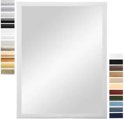 Produktbild von Wandspiegel 40 x 150 cm (Außenmaß) in Kiefer-Weiß | Farbe und Größe wählbar | Ganzkörperspiegel | Bad & Flur Spiegel | mit Holz Rahmen |  Germany