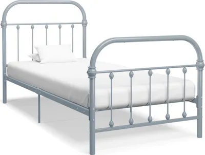 Produktbild von The Living Store Bettgestell Grau Metall 90×200 cm