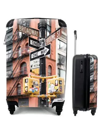 Produktbild von MuchoWow® Koffer Handgepäck Trolley Rollkoffer Kleine Reisekoffer mit 4 Rollen - Straßenschilder in New York - Cabin Size < 55x40x23 cm & 55x40x20 cm - Fotokoffer - Kabinenkoffer - Boardgepäck - Reise-Box - Reisekoffer - Reisegepäck - Koffer mit Bild - Trolley für Kinder