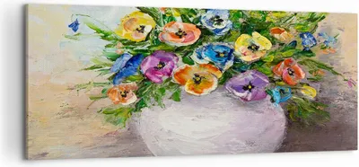 Produktbild von Bild auf Leinwand - Leinwandbild - Blumen Blumenstrauß Vase bunt - 120x50cm - Wand Bild - Wanddeko - Leinwanddruck - Bilder - Kunstdruck - Wanddekoration - Leinwand bilder - Wandkunst - AB120x50-2915