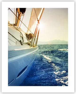 Produktbild von Poster - Poster ohne Rahmen - Yacht Segelboot Sonne - 40x50 cm - Wand Bild - Wanddeko - Wandbilder - Kunstposter - Wandposter - Bilder - Kunstdruck - Wanddekoration - Wandbild - P2XPA40x50-4138
