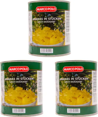 Produktbild von Food-United Ananas in Stücken leicht gezuckert 3 Dosen Füll 825g ATG 490g