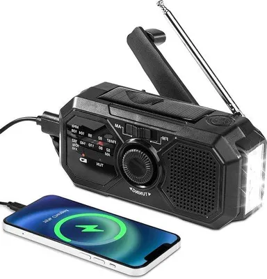 Immagine prodotto di Radio solare AM-FM portatile con batteria ricaricabile da 2500 mAh per il campeggio