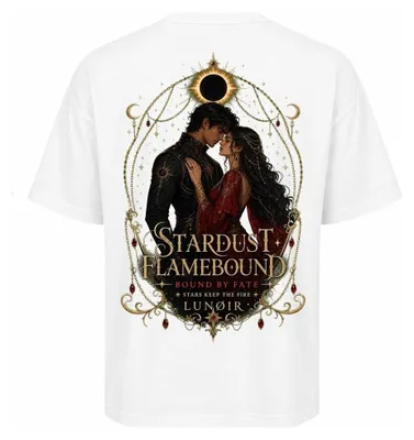 Produktbild von Damen Oversize T-Shirt Weiß S – Bedrucktes Shirt mit Sternen Motiv aus Baumwolle – LUNØIR ©
