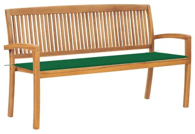Obrázek produktu pro vidaXL Stohovatelná zahradní lavice s polštářem 159 cm Teakové masivní dřevo