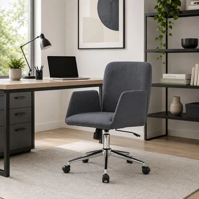 Produktbild von Bürostuhl Daase, Sessel mit Armlehnen, Ergonomischer Bürositz, 54x55h65/84 cm, Grau