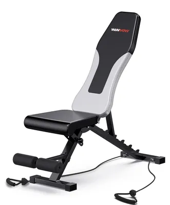 Imagen del producto de Banco de pesas ajustable, color negro. Capacidad de peso: 200 kg. Dimensiones: 101 x 35 x 43 cm. Fabricado en acero aleado. Ideal para uso doméstico y en gimnasios