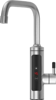 A studio shot of a modern kitchen faucet.
