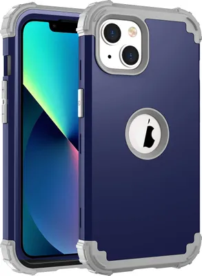 Produktbild von iPhone 13 Mini Hülle, 3 in 1 Hybrid PC TPU Stossfest Robust Schutzhülle für iPhone 13 Mini Navy blau