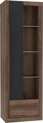 Produktbild von Furniture24 Vitrine Trass TRAV711L, Schrank, Wohnzimmerschrank, Vitrinenschrank, 1 Türiger, Schlammeiche ohne Beleuchtung