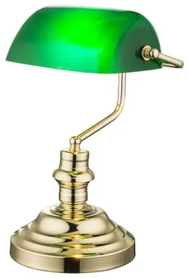 Produktbild von Antike LED Schreibtischlampe mit grünem Acrylschirm