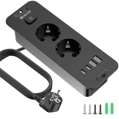 Obrázek produktu pro Zásuvka do omítky s USB, stolní zásuvka s USB, 2 zásuvky