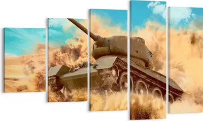 Produktbild von Bild auf Leinwand - Leinwandbild - Panzer Poligon Feld - 100x60cm - Wand Bild - Wanddeko - Leinwanddruck - Bilder - Kunstdruck - Wanddekoration - Leinwand bilder - Wandkunst - EG100x60-3814