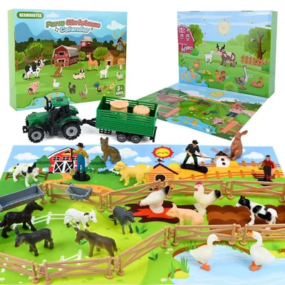 Produktbild von Adventskalender Bauernhof mit Figuren, Traktor und Zubehör für Kinder