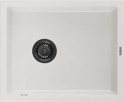 Produktbild von Mexen Pedro 1-Becken-Granit-Spüle 560 x 460 mm, Weiß, Siphon Schwarz - 6508561000-20-B