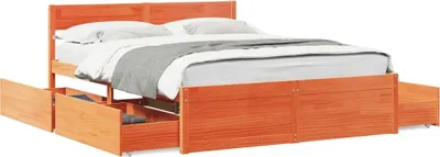 Produktbild von vidaXL Massivholzbett ohne Matratze Wachsbraun 160x200 Kiefernholz