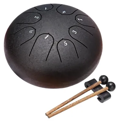 Produktbild von Elzusha – Stahl-Tongdrum, 15 cm, 8 Töne, Meditationsinstrument, Schwarz