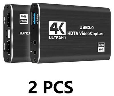 Image de Dispositif d'enregistrement HDMI-USB - Capture vidéo - Lot de 2 - Entrée HDMI 4K - 1080p à 60 FPS - USB 3.0 - Audio - Compatible avec OBS et le streaming en direct