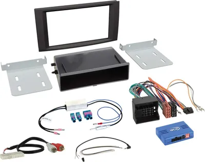 Productafbeelding van 2 DIN inbouwkit met opbergvak, compatibel met VW T5 (2003-2015) / Touareg (2003-2010), met stuurwielbediening