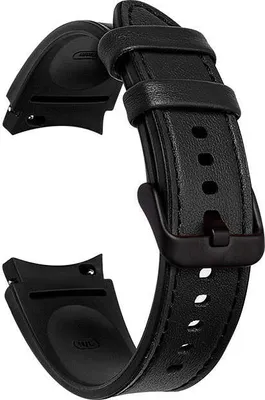 Produktbild von SYSTEM-S Armband flexibel aus Leder 20mm für Samsung Galaxy Watch 4 Smartwatch Schwarz