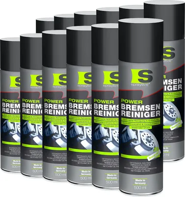 Produktbild von Spraytive 12x 500 ml Power Bremsenreiniger Spray – Industriereiniger gegen Schmutz, Öl, Fett