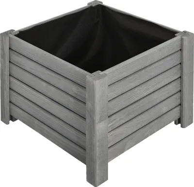 Image de KOTARBAU® Jardinière Extérieur Bois de Pin Imprégné 38x38x30cm Anthracite Jardiniere sur Pieds Bac à Fleurs Capacité avec Toile Anti-Mauvaises Herbes