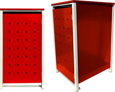 Produktbild von 1 Tailor Mülltonnenbox Basic für 240 Liter Tonne / Stanzung 1 / Rot / Grau