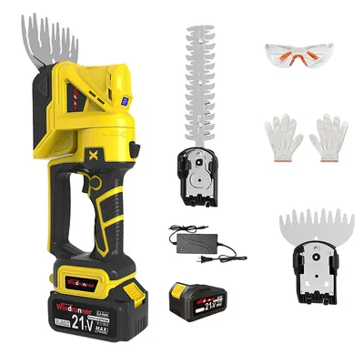 Produktbild von kabellose Gartenschere,Tragbare elektrische Gartenschere mit 2 Schneidköpfen, 18V Akku,18000R/min Akku Gartenschere für Rasen und Hecke,mit 1 Akku